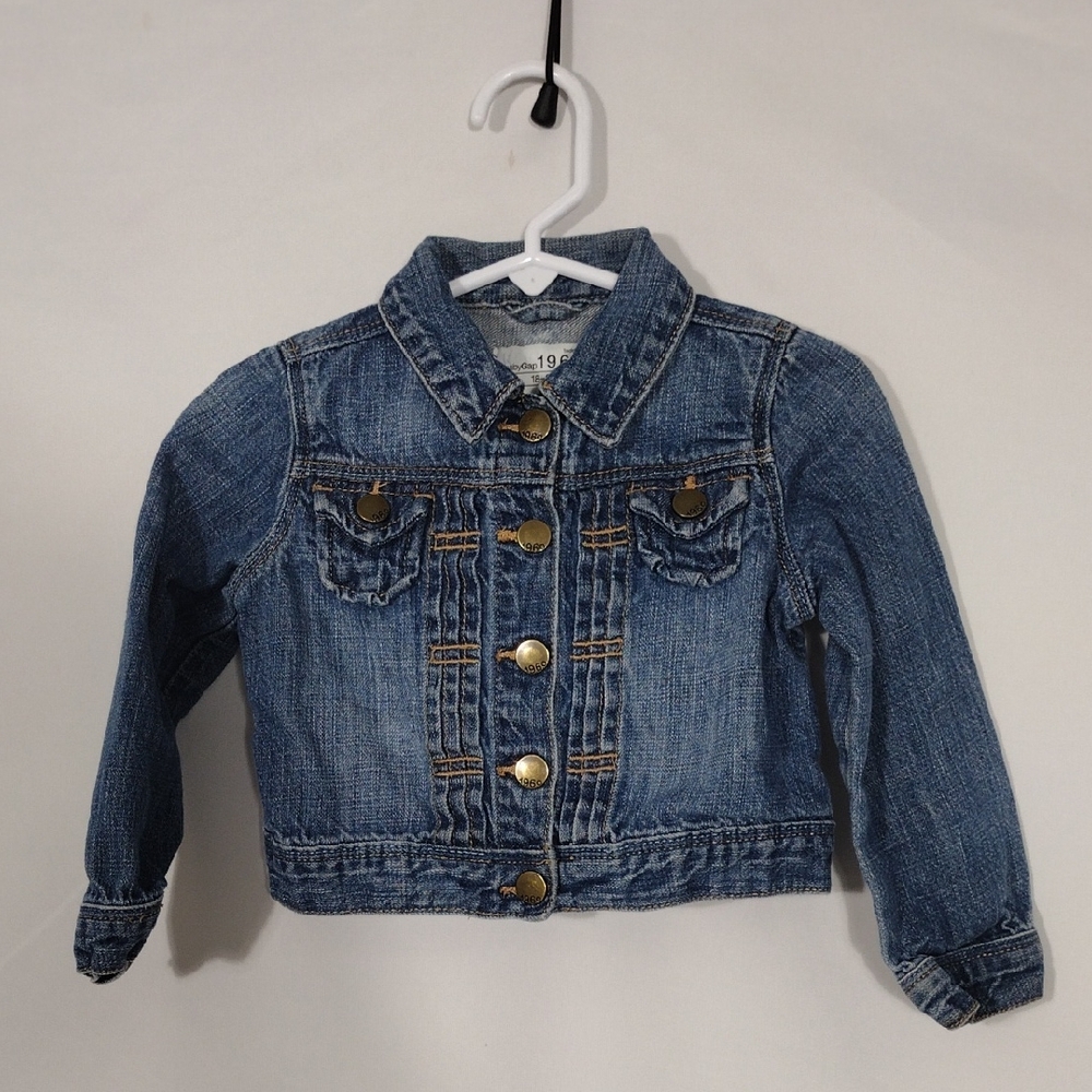 EUC Baby GAP Blue Denim Jacket Button Accents Toddler Girls Size 18-24 Months